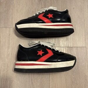 Converse Womens Sneakers Platform Size 4.5 Black Red White Rare Retro Y2K Casual